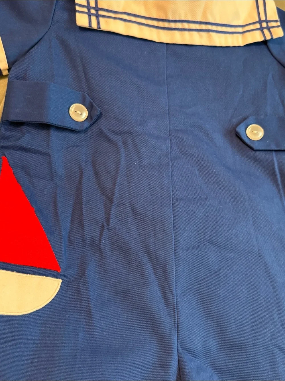 Vintage Navy Sailor One-Piece Romper with Red Neck Tie